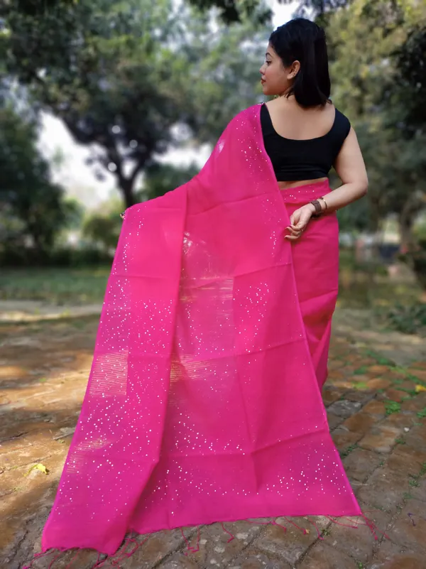 Pink_Cotton_Silk_Sequence_Handloom_Saree