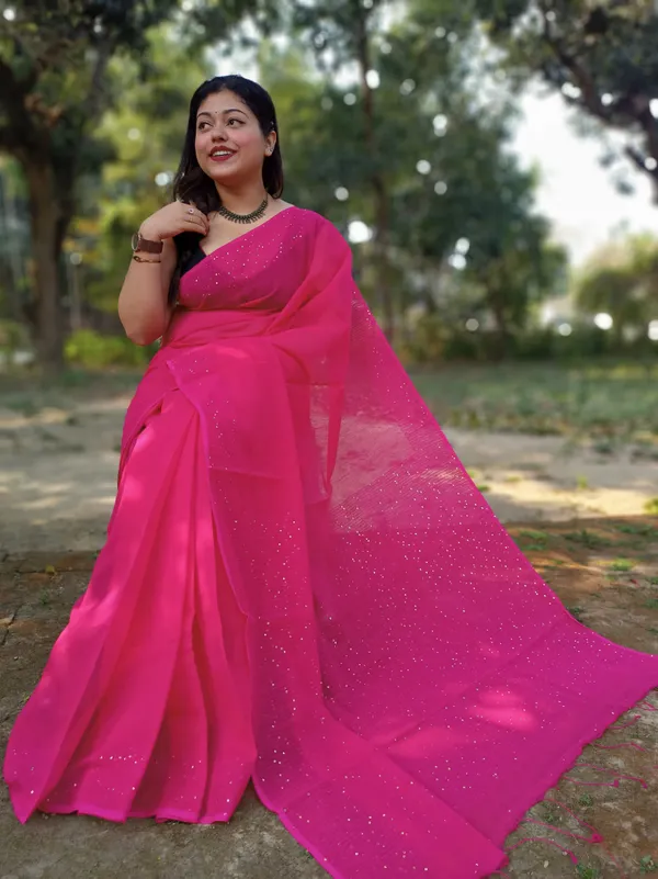Pink_Cotton_Silk_Sequence_Handloom_Saree