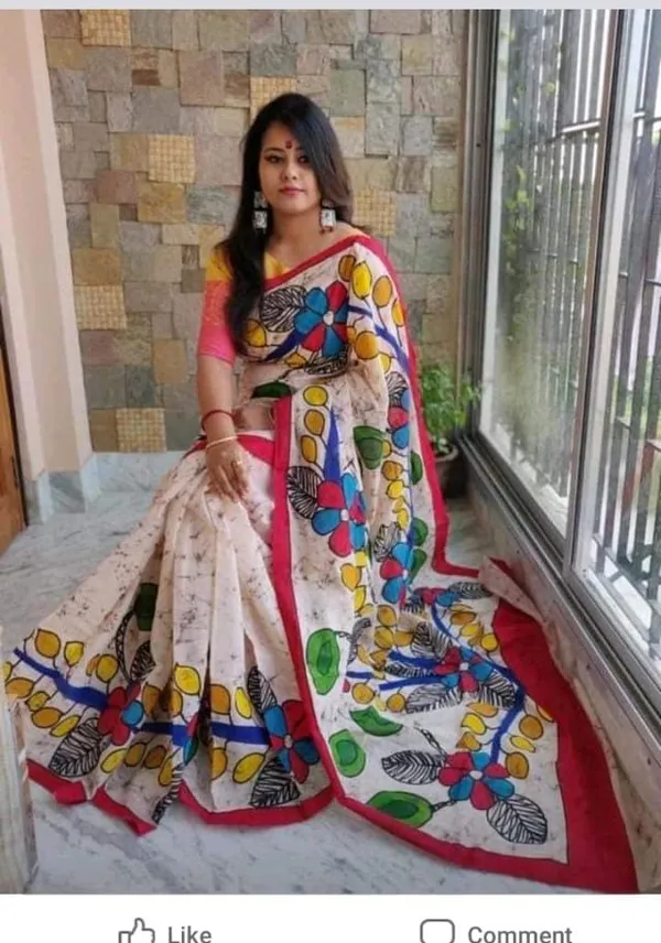 Momchitra_BATIK_Saree_With_Blouse_Piece