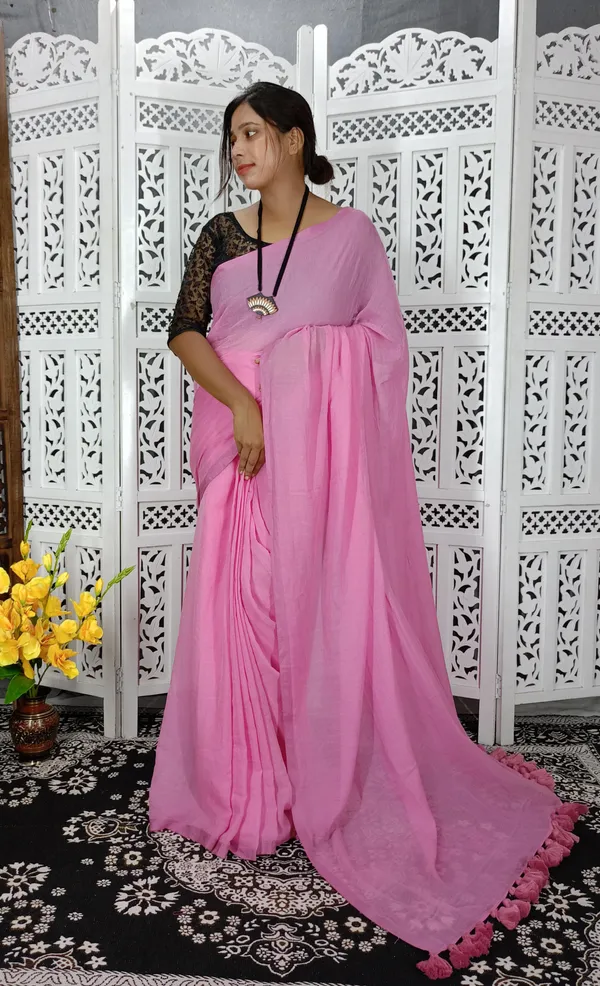 Pink_saree_with_100_Count_Mol_Cotton_Handloom_Saree_Without_Blouse_Piece