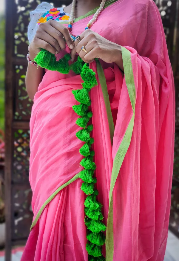 Pink_saree_with_100_Count_Moll_Cotton_Handloom_Saree