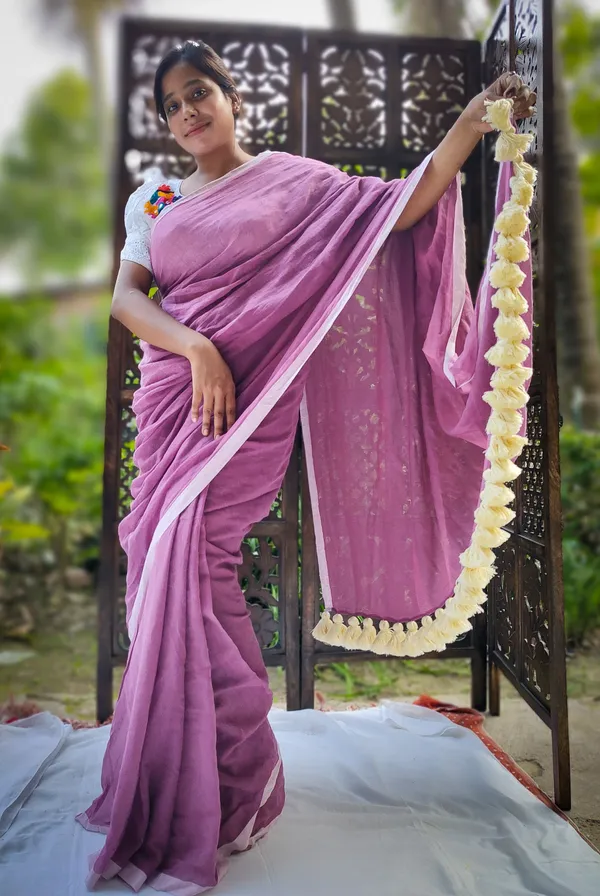 Purple_saree_with_100_Count_Moll_Cotton_Handloom_Saree