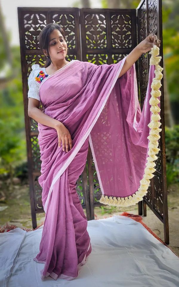 Purple_saree_with_100_Count_Moll_Cotton_Handloom_Saree