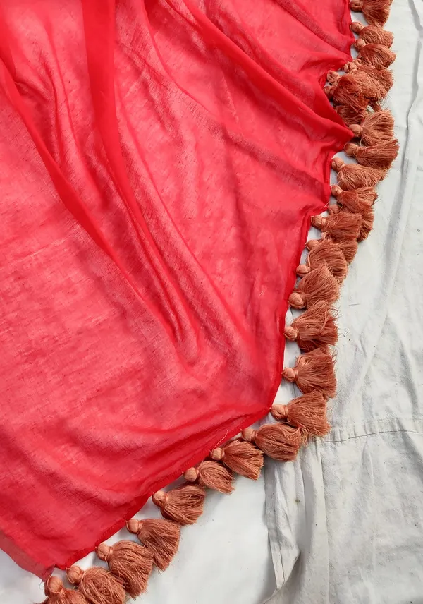 Red_saree_with_100_Count_Mol_Cotton_Handloom_Saree_Without_Blouse_Piece