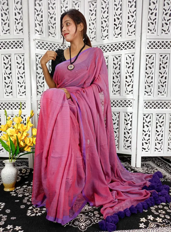 Pink_saree_with_100_Count_Mol_Cotton_Handloom_Saree_Without_Blouse_Piece