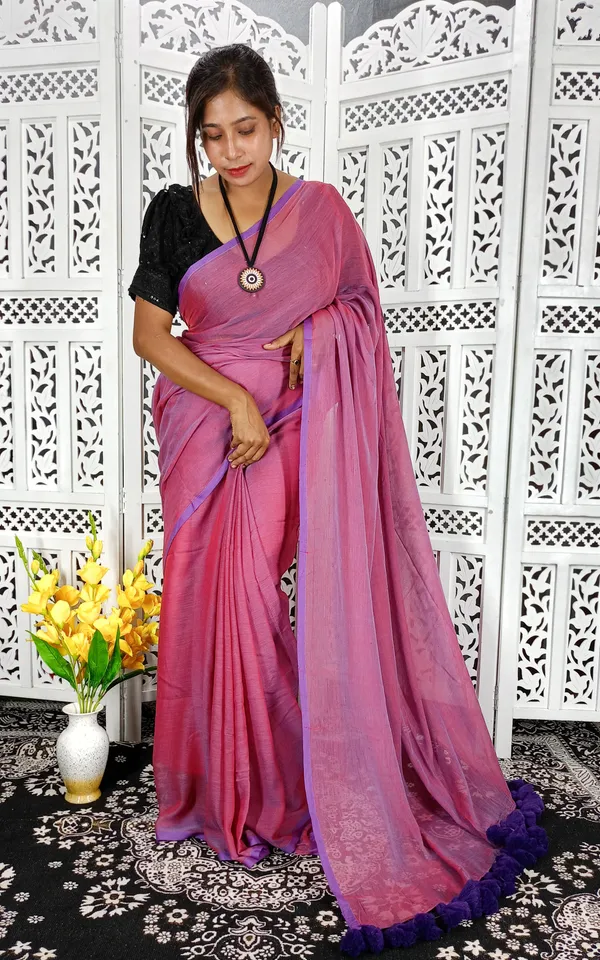 Pink_saree_with_100_Count_Mol_Cotton_Handloom_Saree_Without_Blouse_Piece
