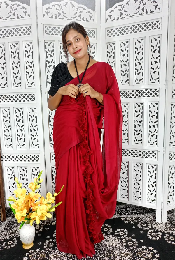 Red_saree_with_100_Count_Mol_Cotton_Handloom_Saree_Without_Blouse_Piece