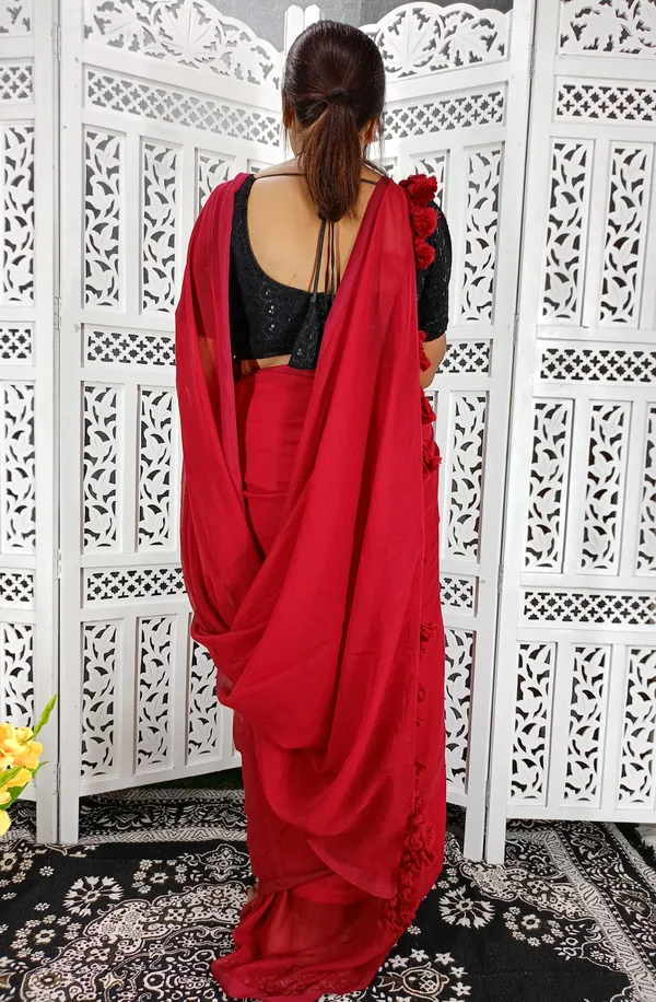 Red_saree_with_100_Count_Mol_Cotton_Handloom_Saree_Without_Blouse_Piece