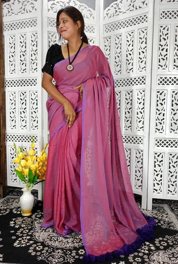 Pink_saree_with_100_Count_Mol_Cotton_Handloom_Saree_Without_Blouse_Piece