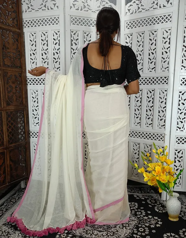 White_saree_with_100_Count_Mol_Cotton_Handloom_Saree_Without_Blouse_Piece