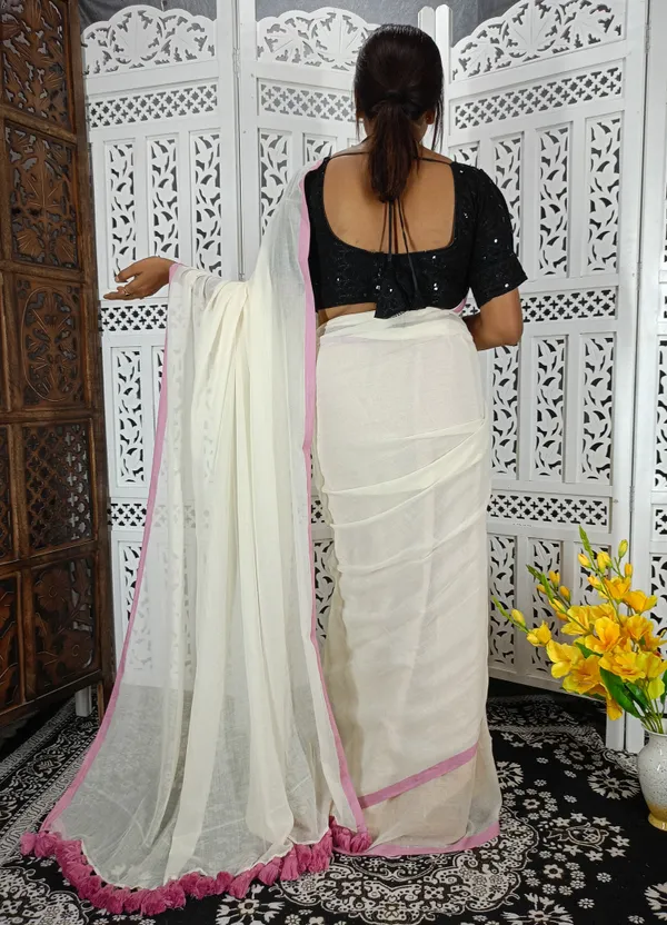 White_saree_with_100_Count_Mol_Cotton_Handloom_Saree_Without_Blouse_Piece