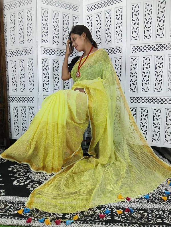 Yellow_Linen_Jamdani_Handloom_Saree_For_Women