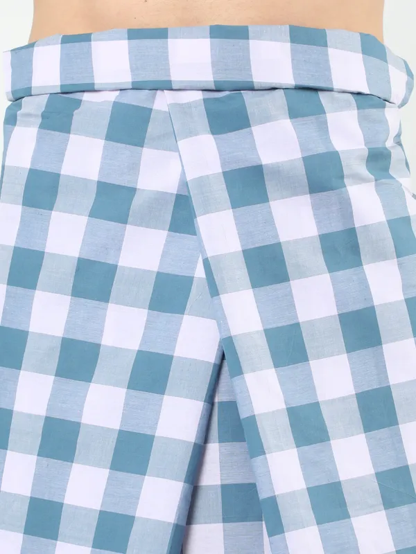 Pure_Cotton_Lungi_|_100%_Cotton_|_Green_and_White_Checks_2.10_meters_-_|_Premium_Range_Lungis