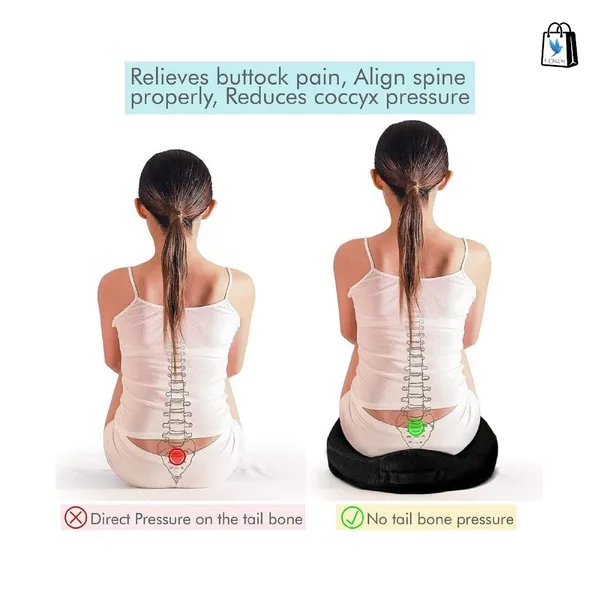 PILES_Orthopaedic_Seat_Cushion_for_Relief_from_Lower_Back,_Sciatica,_Tailbone,_Lumbar_Pain_(Black)