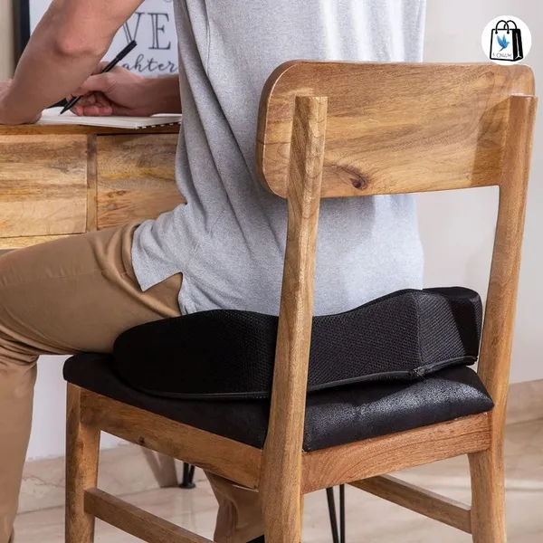 PILES_Orthopaedic_Seat_Cushion_for_Relief_from_Lower_Back,_Sciatica,_Tailbone,_Lumbar_Pain_(Black)