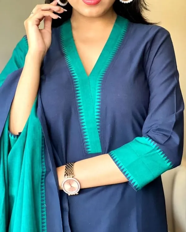 Blue_Handloom_South_COTTON_Kurta_Set_For_Women
