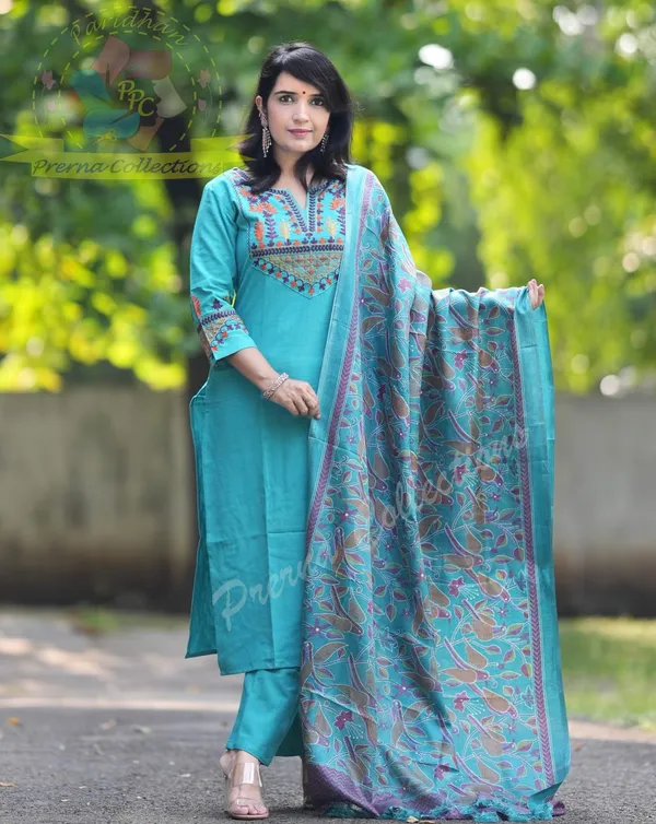 Blue_Cotton_Printed_Suit_Set_Duppta_For_Women