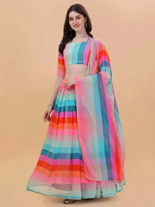 Multi_Color_Heavy_Faux_Georgette_Lehenga_Choli__(_Semi_Stiched_)