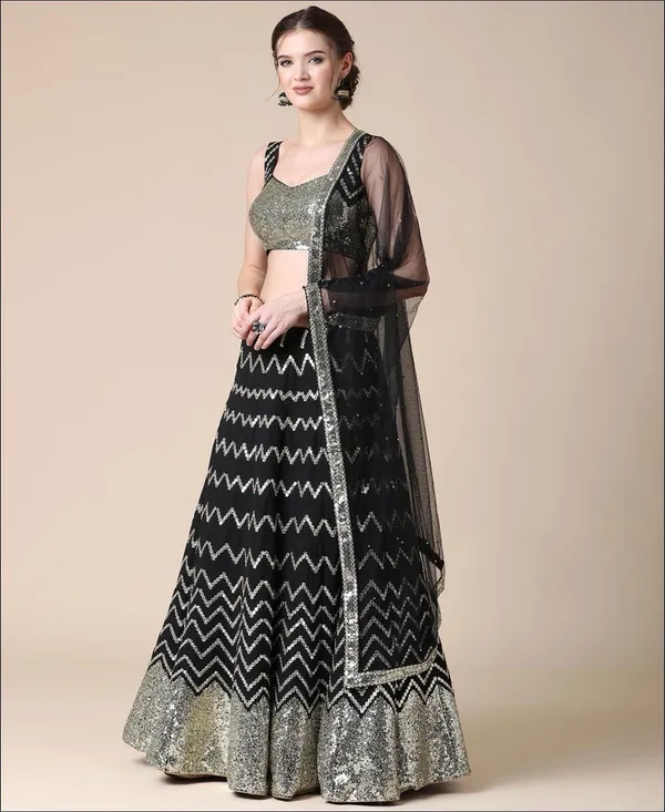 Black_Heavy_Faux_Georgette_Lehenga_Choli__(_Semi_Stiched_)