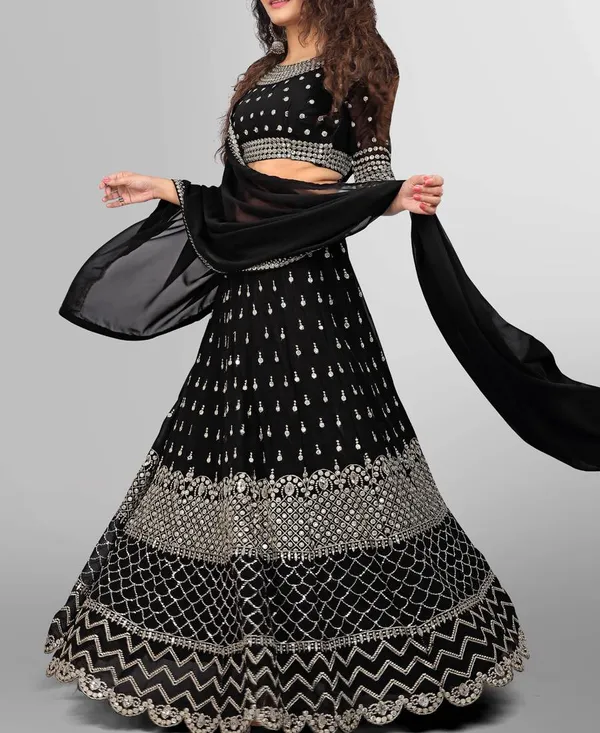 Black_Heavy_Faux_Georgette_Lehenga_Choli__(_Semi_Stiched_)