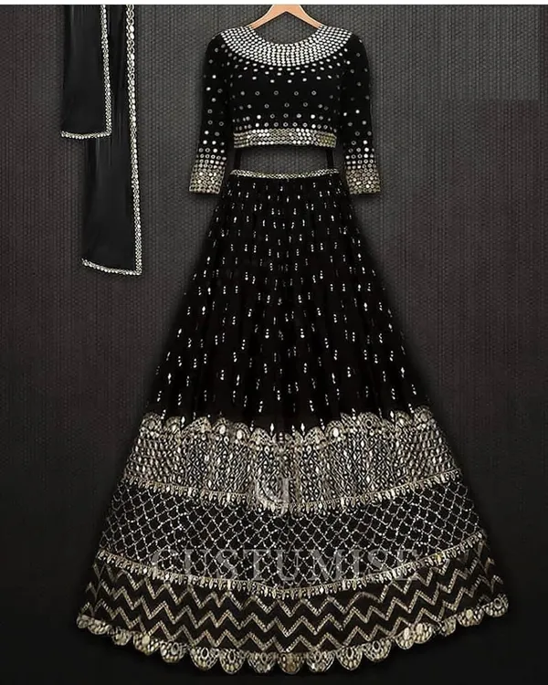 Black_Heavy_Faux_Georgette_Lehenga_Choli__(_Semi_Stiched_)