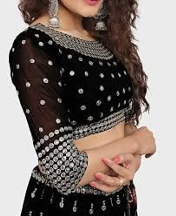 Black_Heavy_Faux_Georgette_Lehenga_Choli__(_Semi_Stiched_)