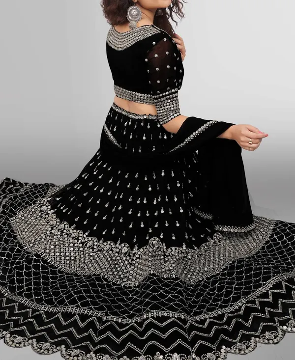 Black_Heavy_Faux_Georgette_Lehenga_Choli__(_Semi_Stiched_)