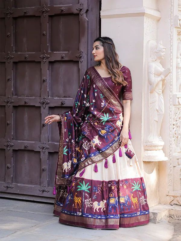 Wine_Patola_Print_Traditional_Lehenga_Choli_Set