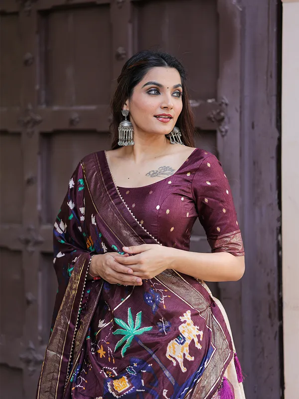 Wine_Patola_Print_Traditional_Lehenga_Choli_Set