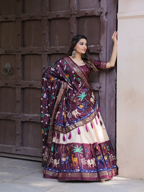 Wine_Patola_Print_Traditional_Lehenga_Choli_Set