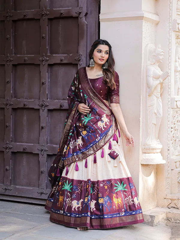 Wine_Patola_Print_Traditional_Lehenga_Choli_Set