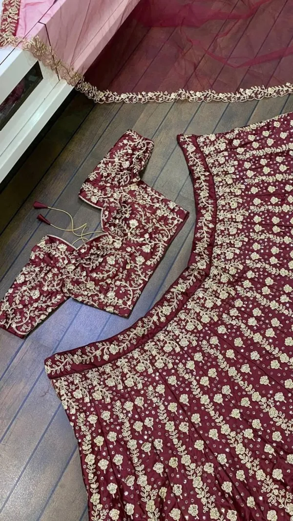 Dark_Maroon_Heavy_Faux_Georgette_Lehenga_Choli__(_Semi_Stiched_)
