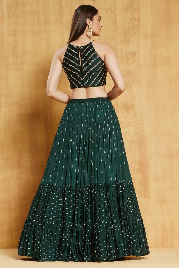 Green_Heavy_Faux_Georgette_Lehenga_Choli__(_Semi_Stiched_)