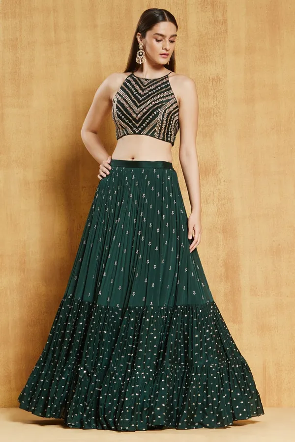Green_Heavy_Faux_Georgette_Lehenga_Choli__(_Semi_Stiched_)