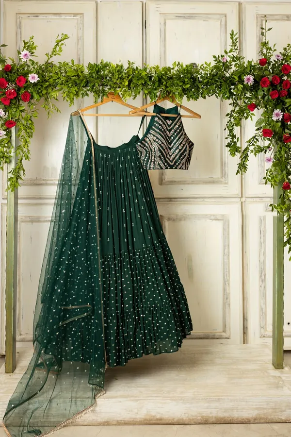 Green_Heavy_Faux_Georgette_Lehenga_Choli__(_Semi_Stiched_)