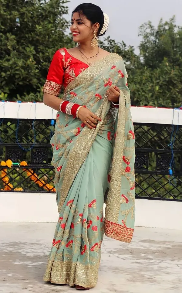 Green__Sequence_Embroidered_Saree_Saree_For_Preety_Ladies