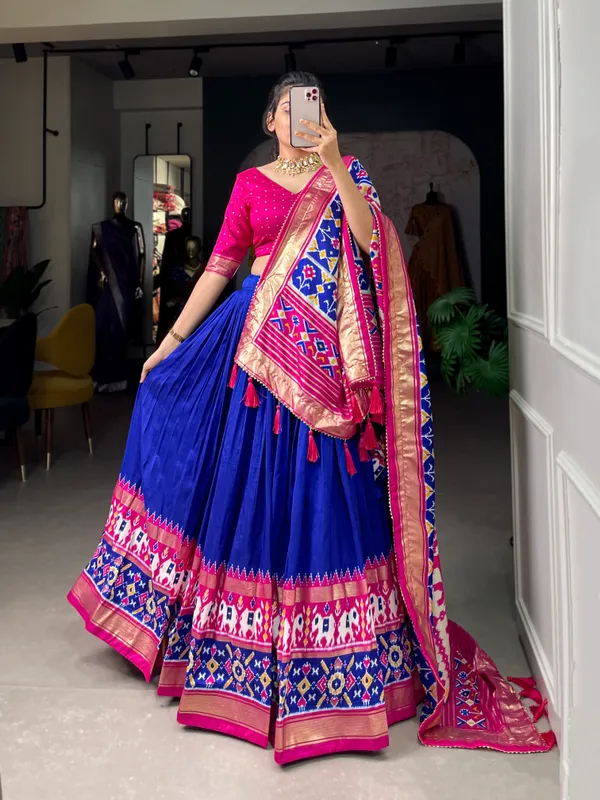 Blue_Patola_Print_Traditional_Lehenga_Choli_Set