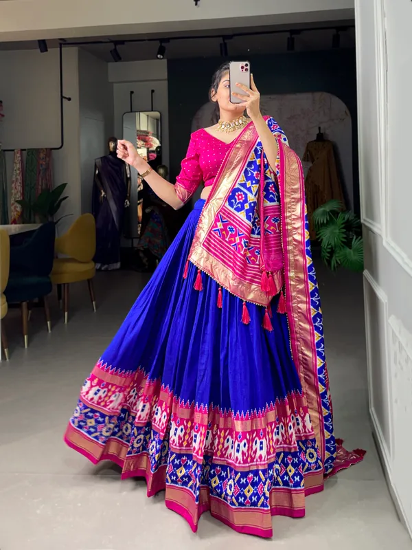 Blue_Patola_Print_Traditional_Lehenga_Choli_Set