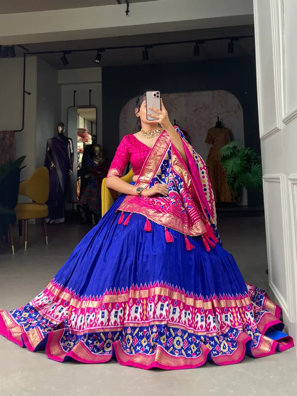 Blue_Patola_Print_Traditional_Lehenga_Choli_Set