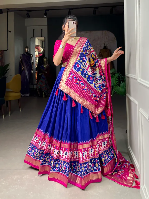 Blue_Patola_Print_Traditional_Lehenga_Choli_Set