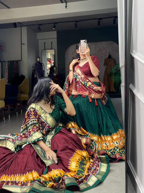 Green_Patola_Print_Traditional_Lehenga_Choli_Set