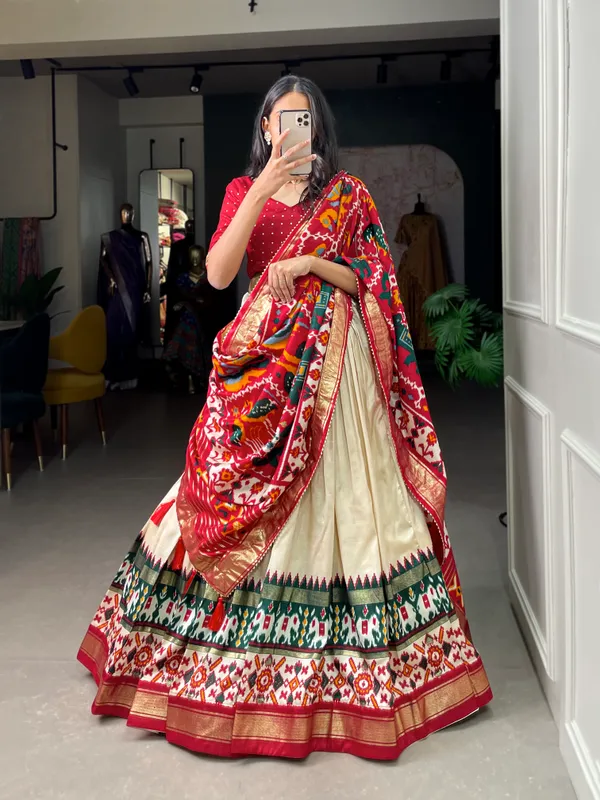 White_Patola_Print_Traditional_Lehenga_Choli_Set