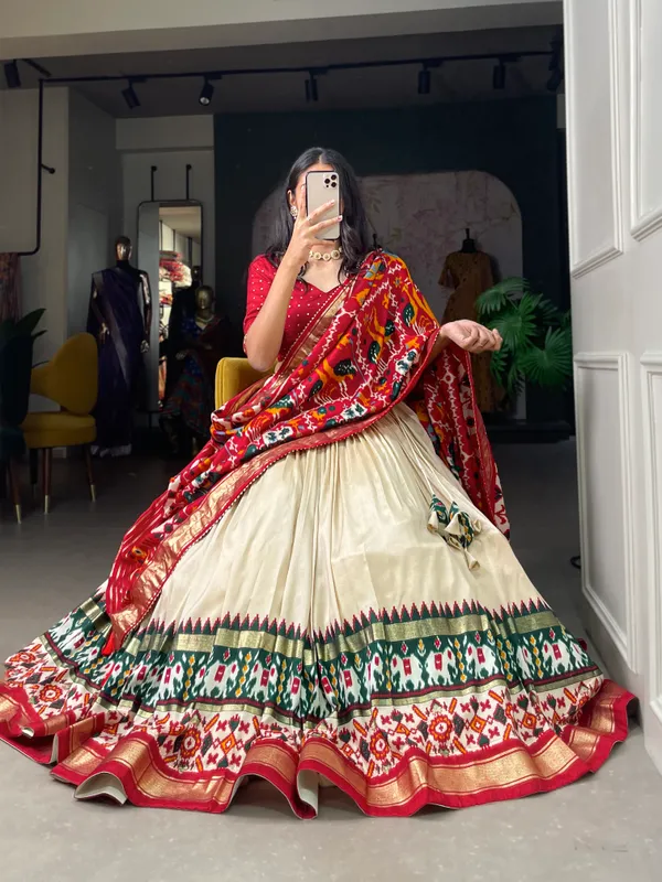 White_Patola_Print_Traditional_Lehenga_Choli_Set