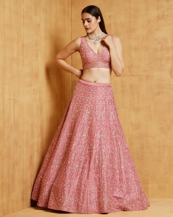 Peach_Heavy_Faux_Georgette_Lehenga_Choli__(_Semi_Stiched_)
