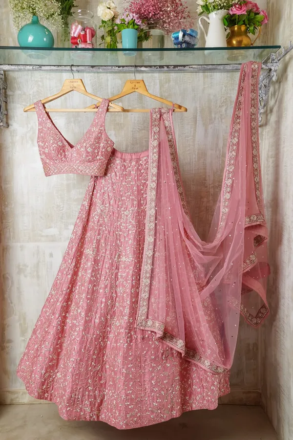 Peach_Heavy_Faux_Georgette_Lehenga_Choli__(_Semi_Stiched_)