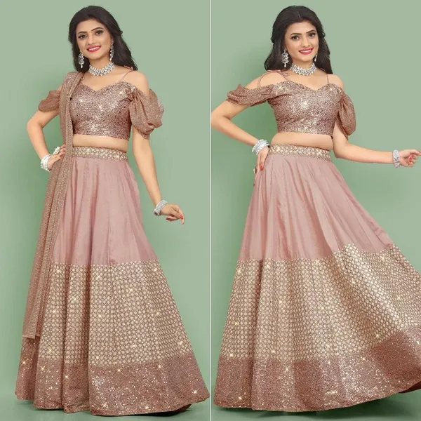 Peach_Heavy_Faux_Georgette_Lehenga_Choli__(_Semi_Stiched_)