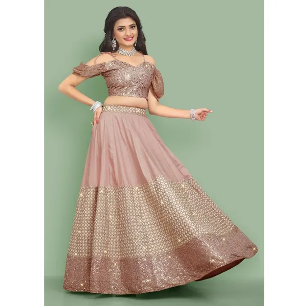 Peach_Heavy_Faux_Georgette_Lehenga_Choli__(_Semi_Stiched_)