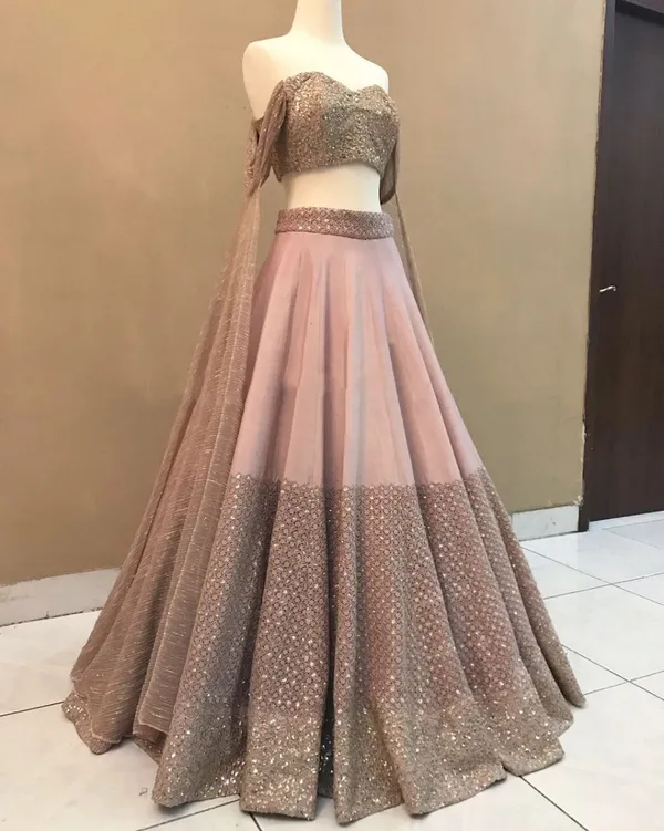 Peach_Heavy_Faux_Georgette_Lehenga_Choli__(_Semi_Stiched_)