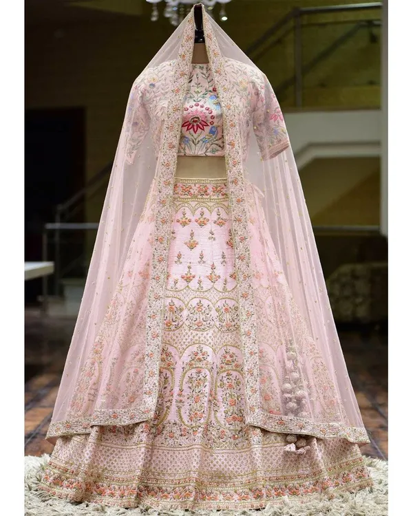 Pink_Heavy_Faux_Georgette_Lehenga_Choli__(_Semi_Stiched_)