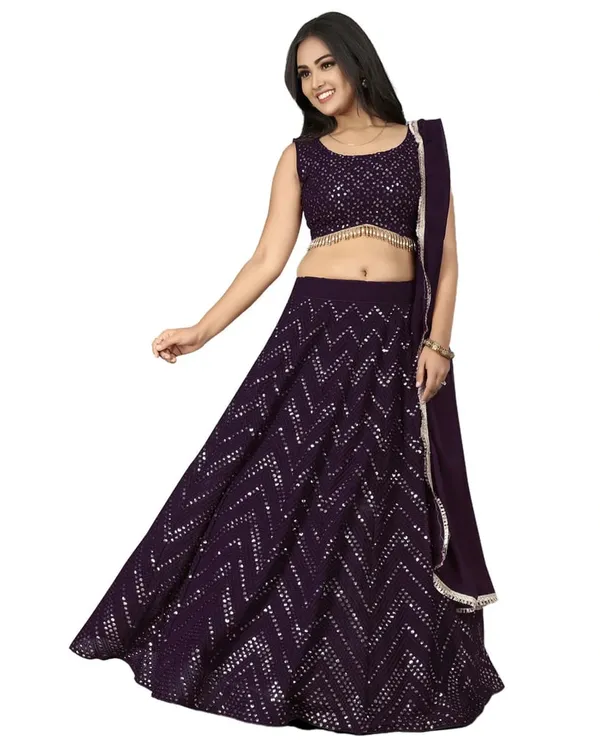 Wine_Color_Heavy_Faux_Georgette_Lehenga_Choli__(_Semi_Stiched_)